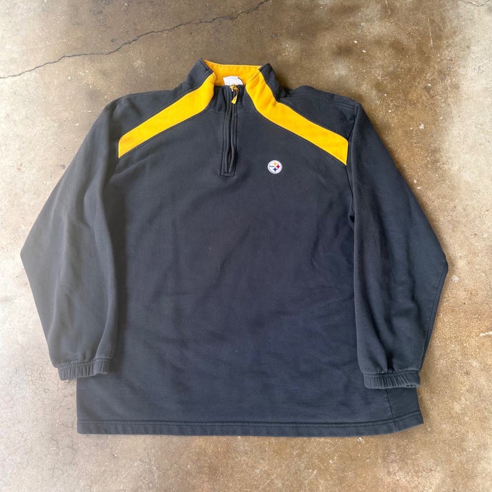 NFL Team Apparel Steelers Pullover Mens XL Black Excellent 1/4 Zip Fleece